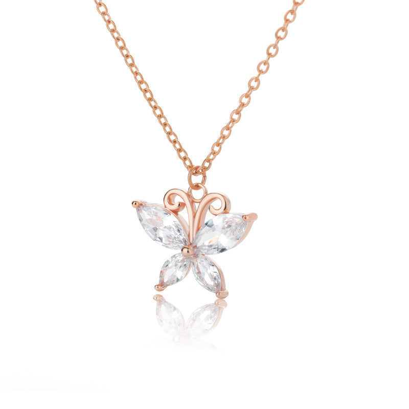 Butterfly Zircon Necklace Ladies Butterfly Pendant