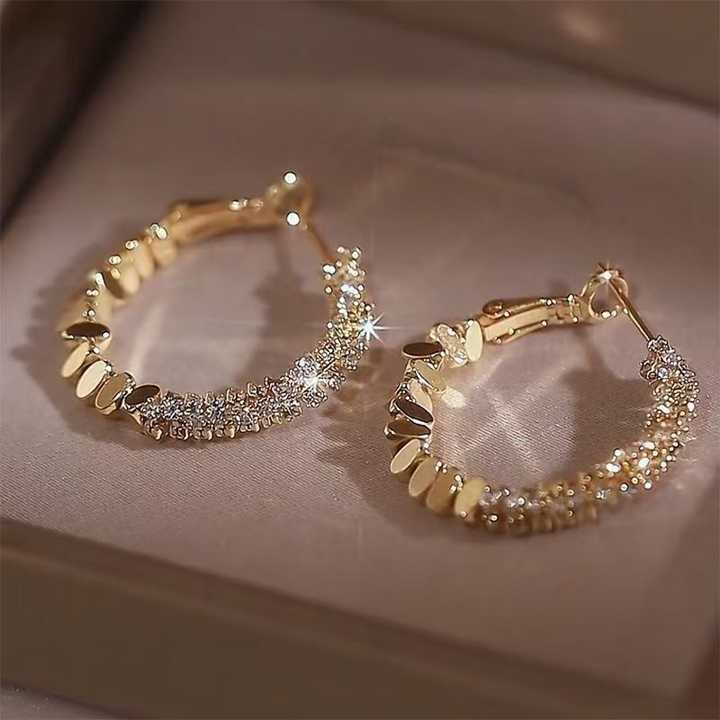1 Pair Sparkling Zircon Ear Cuffs, Niche Design, Light Luxury & Elegant Earrings, 2026 New Arrival, Spring Summer Trendy Hoop Earrings