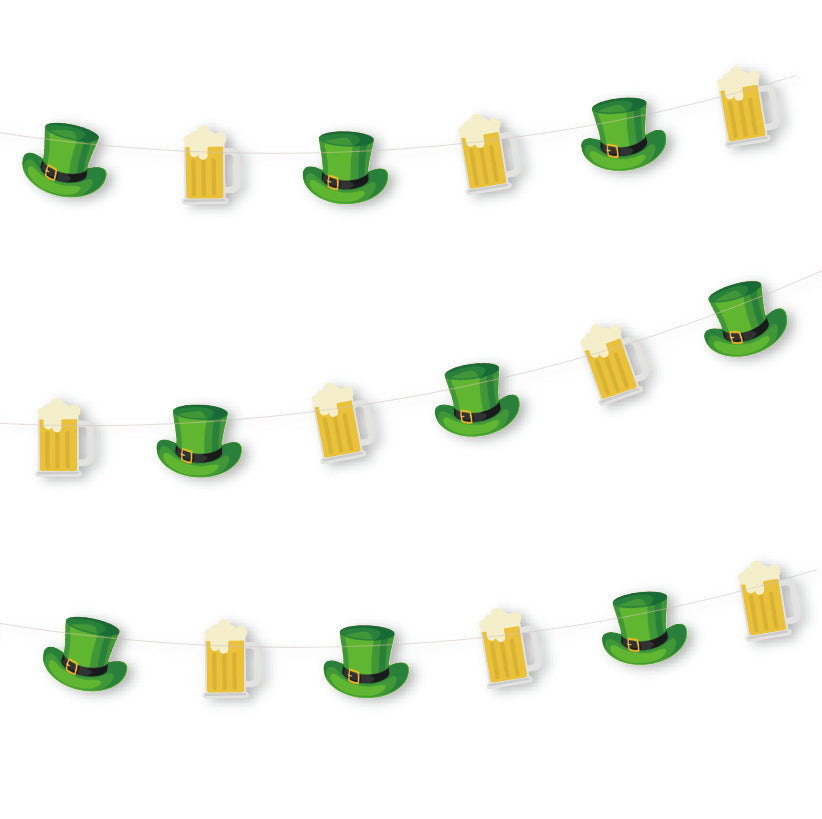 Irish Festival Paper String Decorations Party Pull Flower St Patrick's Day Party Decoration