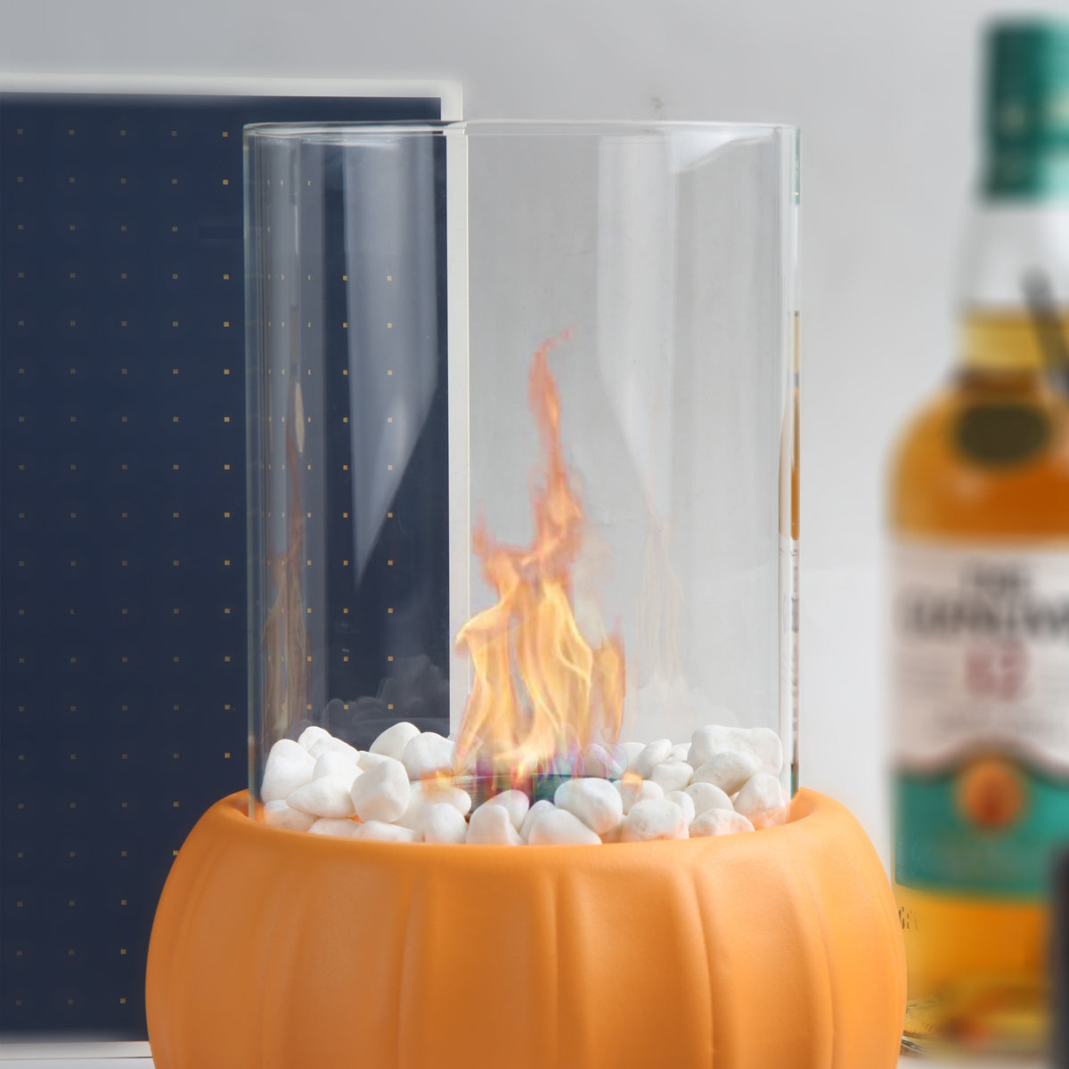 1pc Exclusive Design Large Pumpkin Alcohol Stove, Real Fire Tremendous Pumpkin Indoor Fire Pit Mini Alcohol Lamp, Personal Fireplace Indoor And Outdoor Camping Rectangle Fire Pit Alcohol Fireplace,