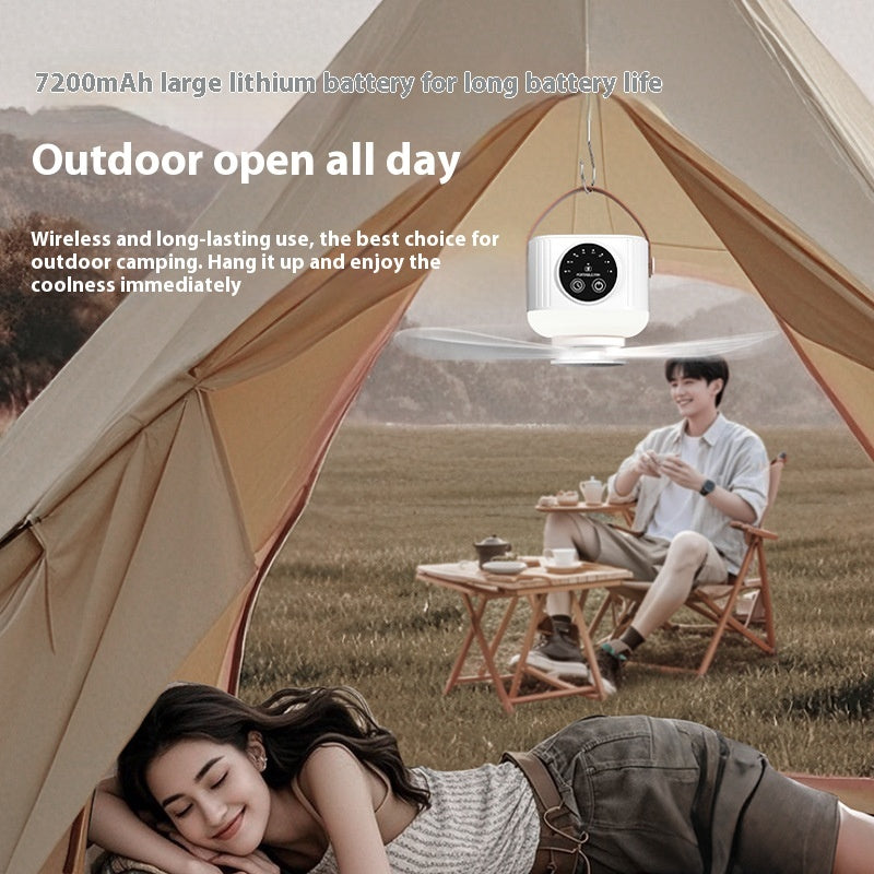 Multifunctional Light Small Ceiling Fan Outdoor Camping USB Rechargeable Fan