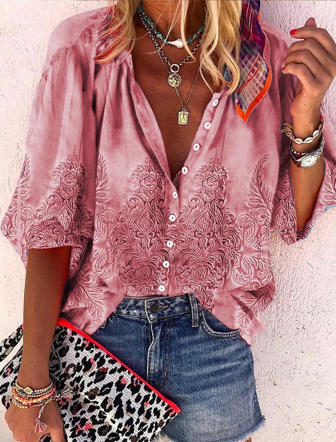 3d Flower Printed Long-Sleeved Top Female