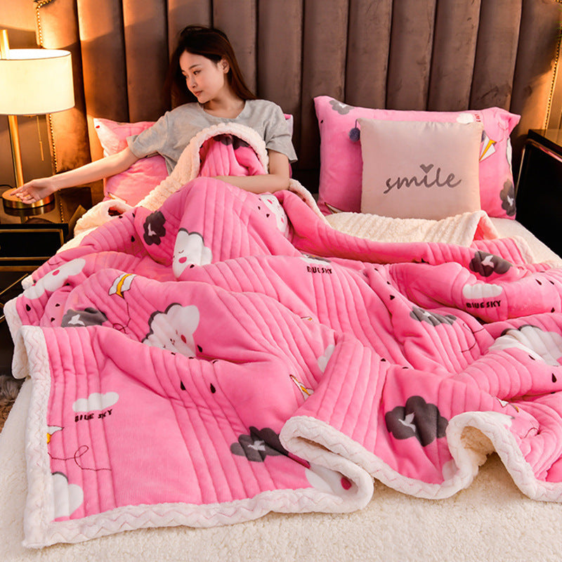 Cashmere Three-Layer Blanket Thickened Warm Feather Silk Blanket