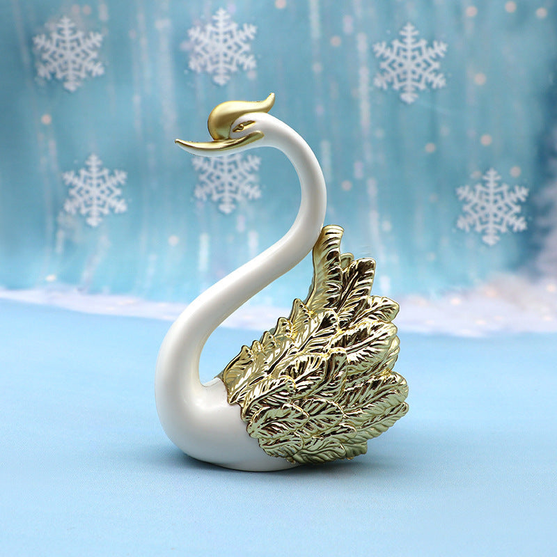 Crown Swan Cake Decoration Gilded Couple