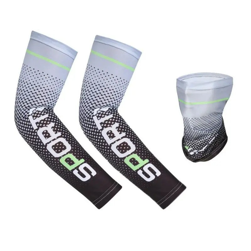 UV Resistant Ice Silk Cooling Set - 1 Pair Arm Sleeves 1 Face Mask Scarf, Sun Protection For Running, Cycling, Outdoor Sports