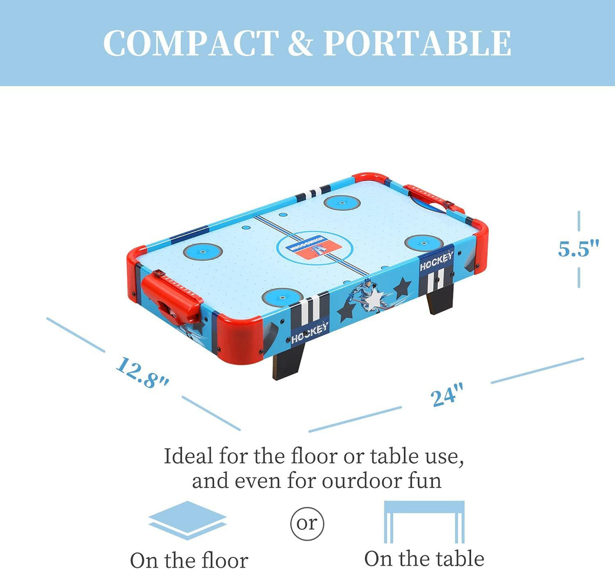 24inch Battery-Operated Tabletop Mini Air Hockey Table For Kids