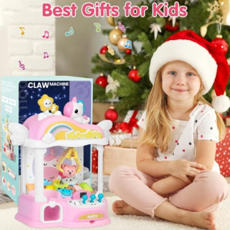 Girl's Mini Claw Machine, 40.64cm Unicorn Toy Suitable For Children Aged 6-8, Arcade Game Toy Vending Machine, With LED Lights And Adjustable Sound Gift