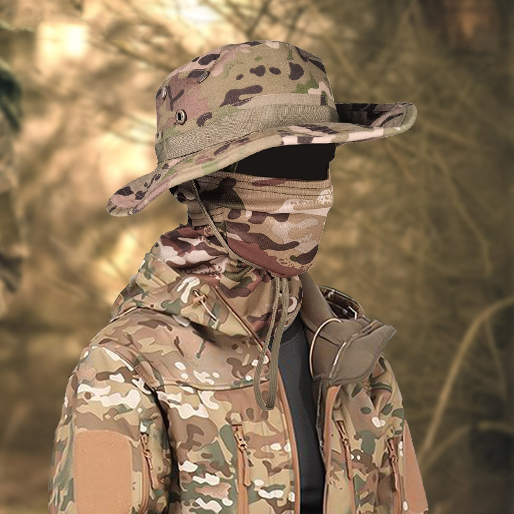 Camouflage Boonie Hat Army Summer Breathable Sun-proof Army Fans Rounded Hat