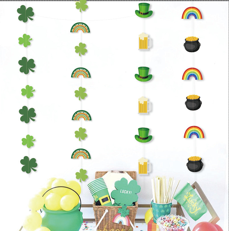Irish Festival Paper String Decorations Party Pull Flower St Patrick's Day Party Decoration