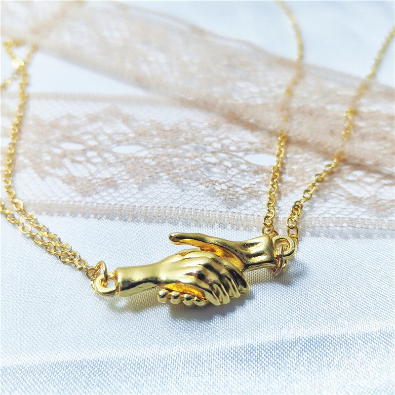 Palm Couple Necklace Magnet Attracts Handshake Clavicle Chain Necklace