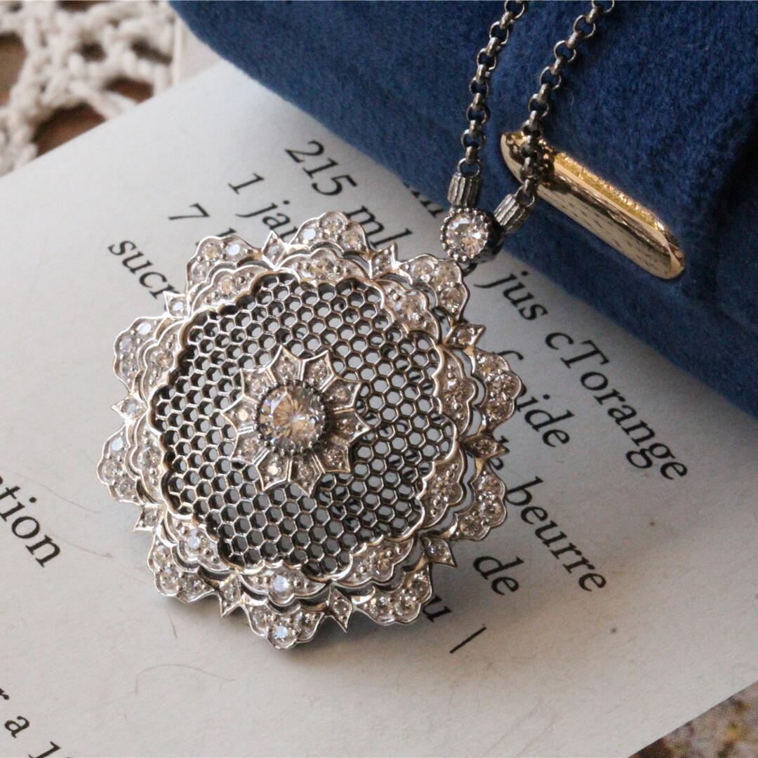 Sterling Silver Gold Plated Vintage Flower Necklace Dress