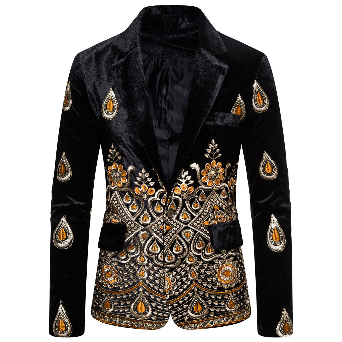 Ethnic Print Single-Breasted Leisure Suits For Men Costume