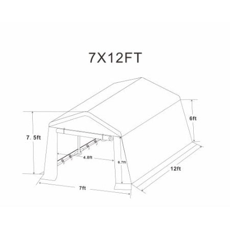 7x12ft Outdoor Portable Gazebo Storage Shelter Shed With 2 Roll Up Zipper Doors & Vents Carport For Motorcycle Waterproof And UV Resistant Anti-Snow Portable Garage Kit Tent, Sand