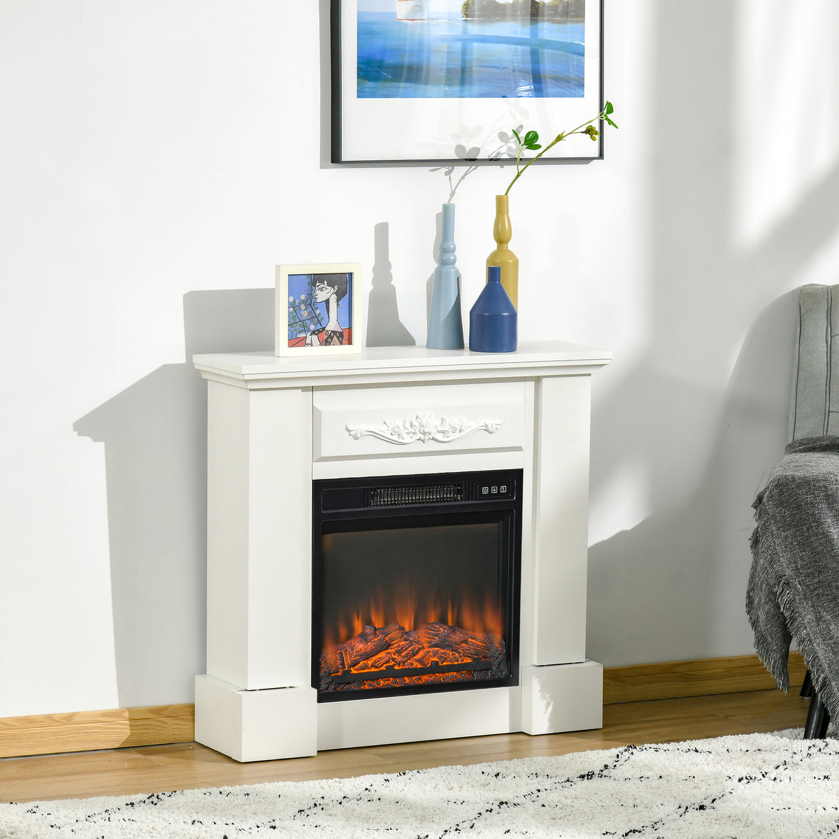 32" Electric Fireplace with Mantel