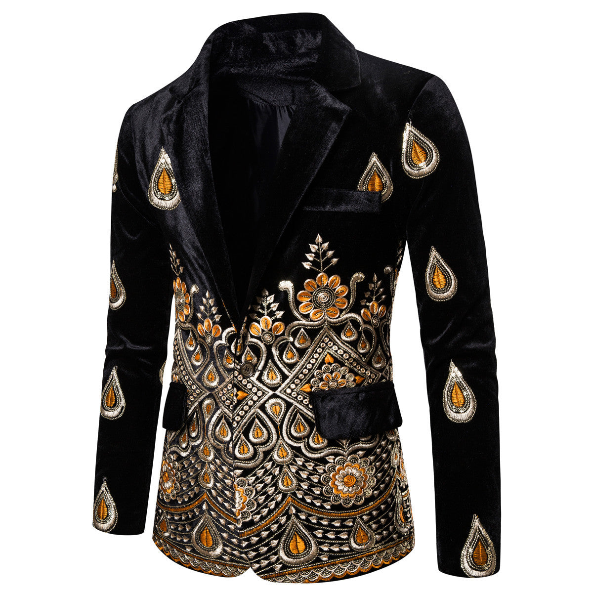 Ethnic Print Single-Breasted Leisure Suits For Men Costume