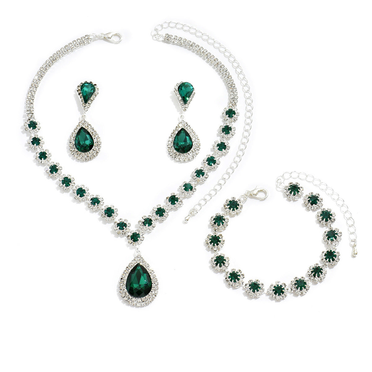 Fashion Jewelry Bridal Jewelry Suit Necklace Ear Stud Bracelet Three-Piece Set