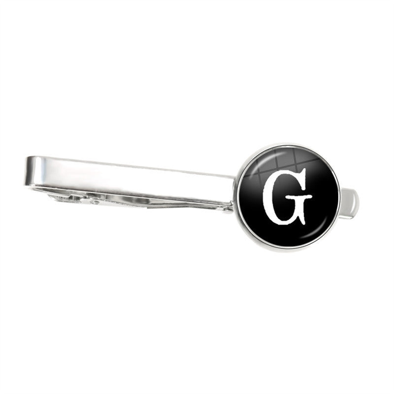 Letter Tie Clip Decoration With French Shirt