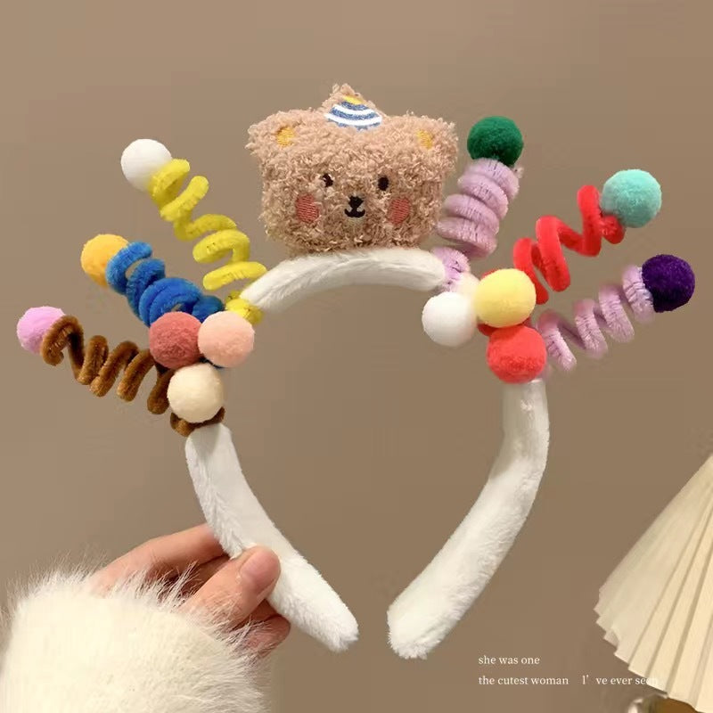 Cute Face Wash Hair Bands Female Cartoon Headwear Hair Band Headband Apply