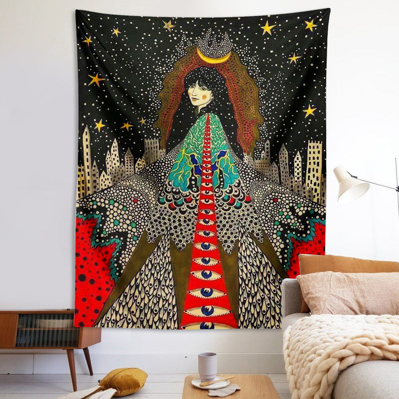 Botanical Celestial Floral Tapestry Hippie Eye Wall Rug