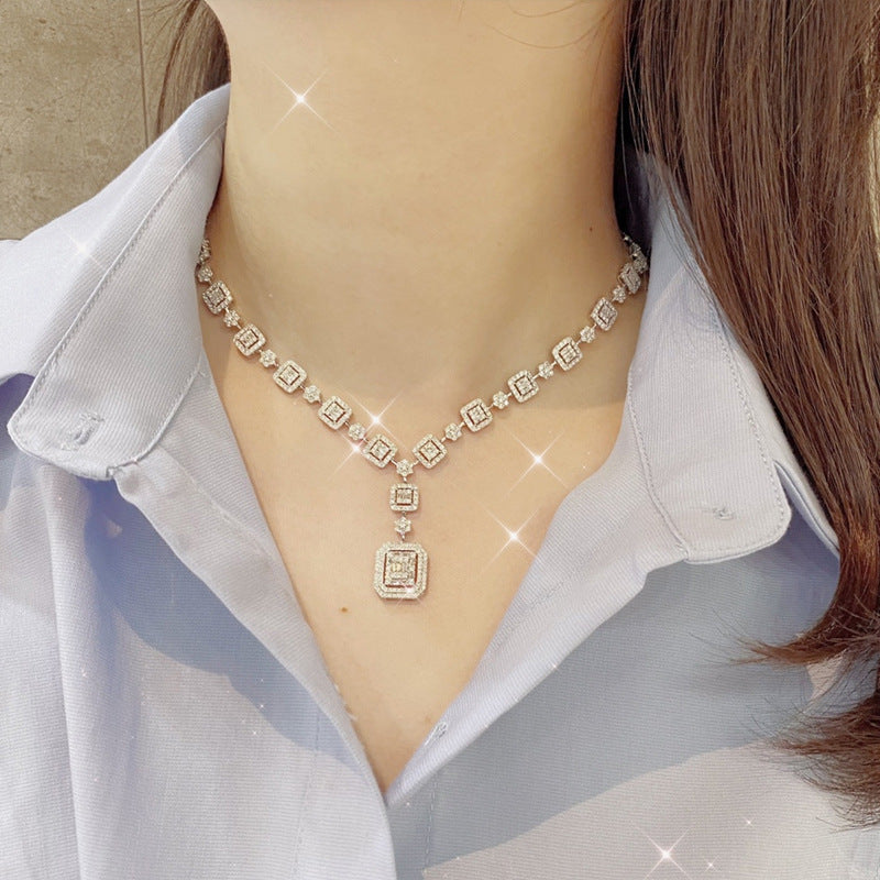 Luxurious And Light Luxury Ice Sugar Diamond Necklace Is Detachable
