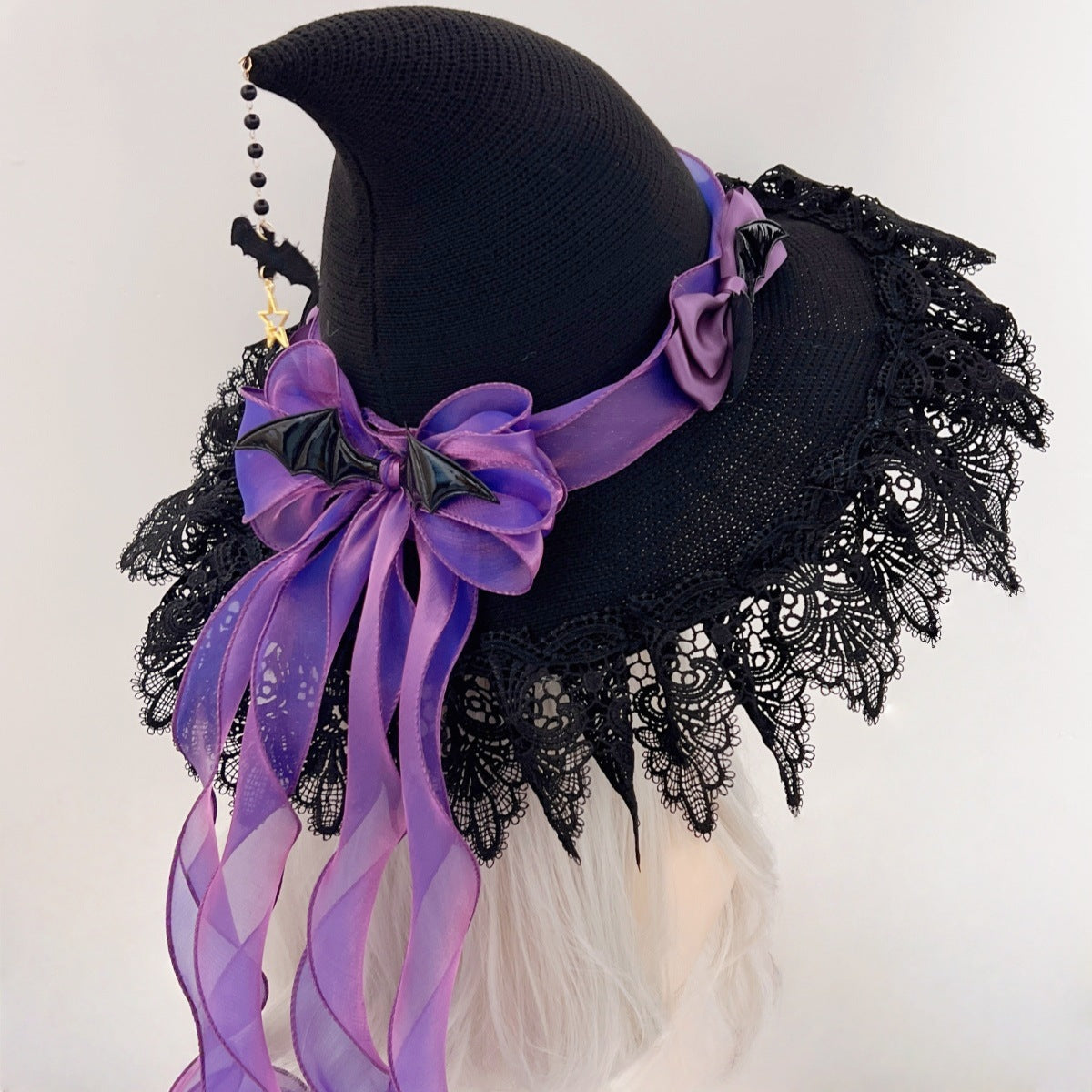 Handmade Dark Devil Gothic Lolita Lace Witch Hat