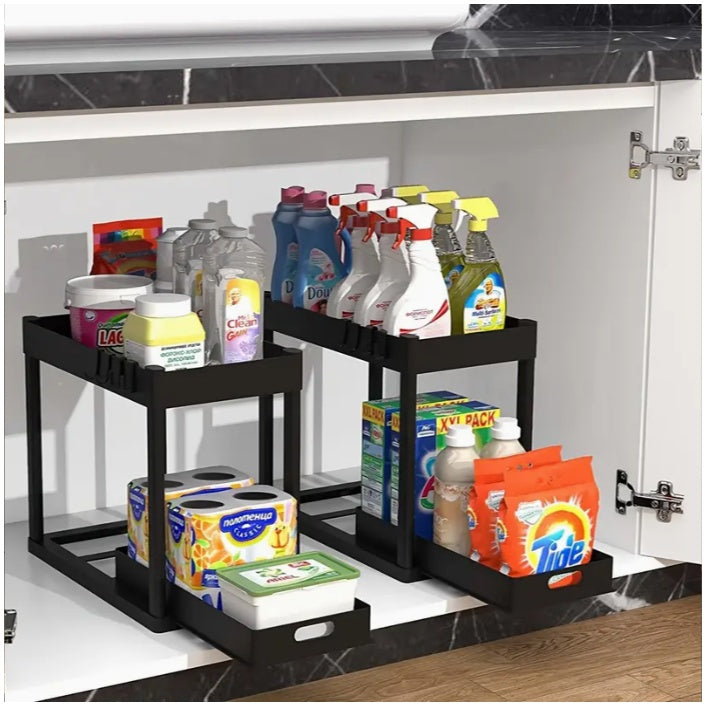 Sink Shelf Double-tier Sink-mounted Storage Rack, Kitchen Cabinet Shelving Unit, Multi-purpose Bathroom Storage Basket. ,1 Pack