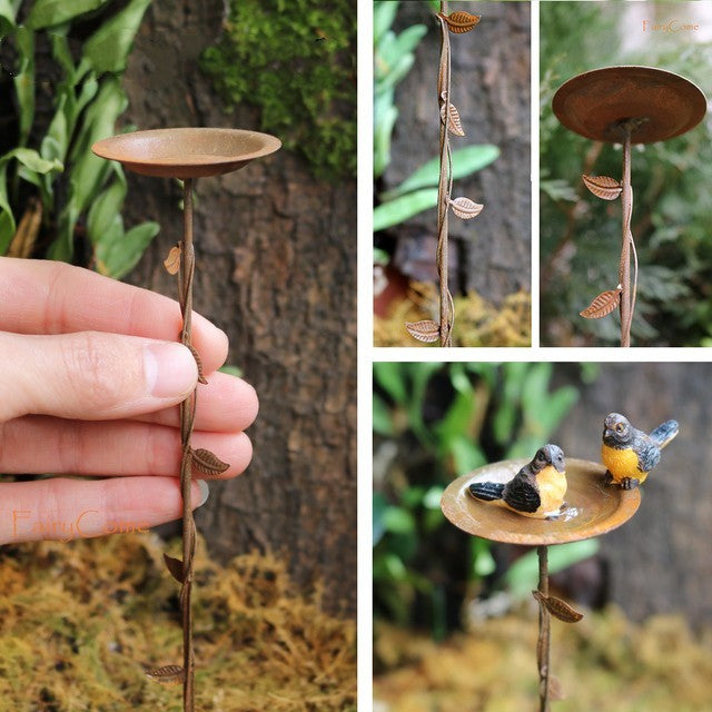 Miniature Rusty Standing Birdcage With Birds Rustic Vintage