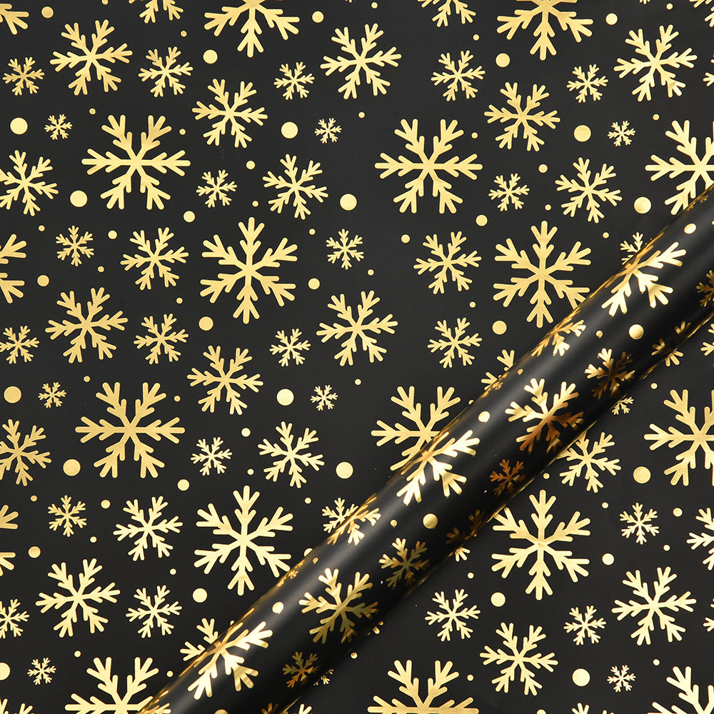 Vintage Black Gold Elk Snowflake Christmas Tree Wrapping Paper