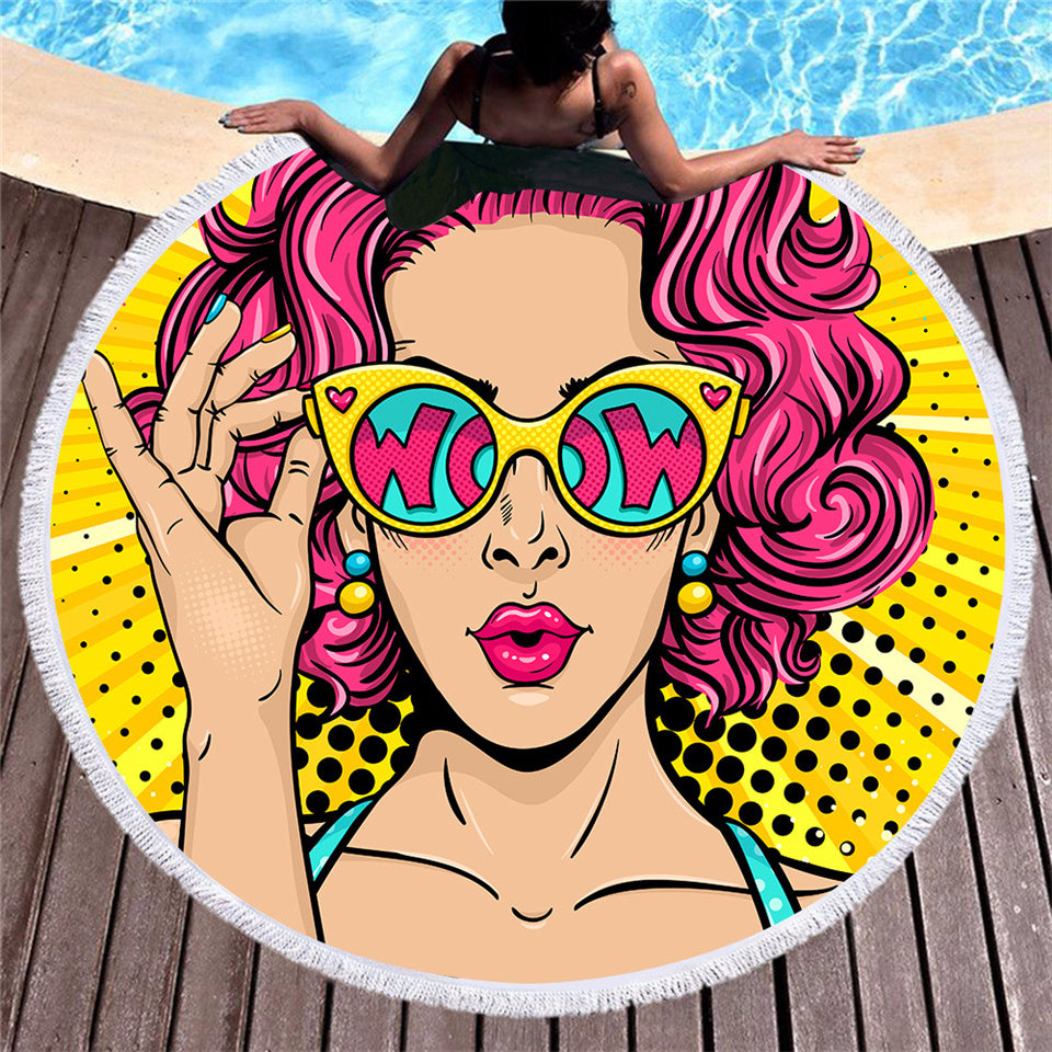 Retro Round Printed Beach Towel
