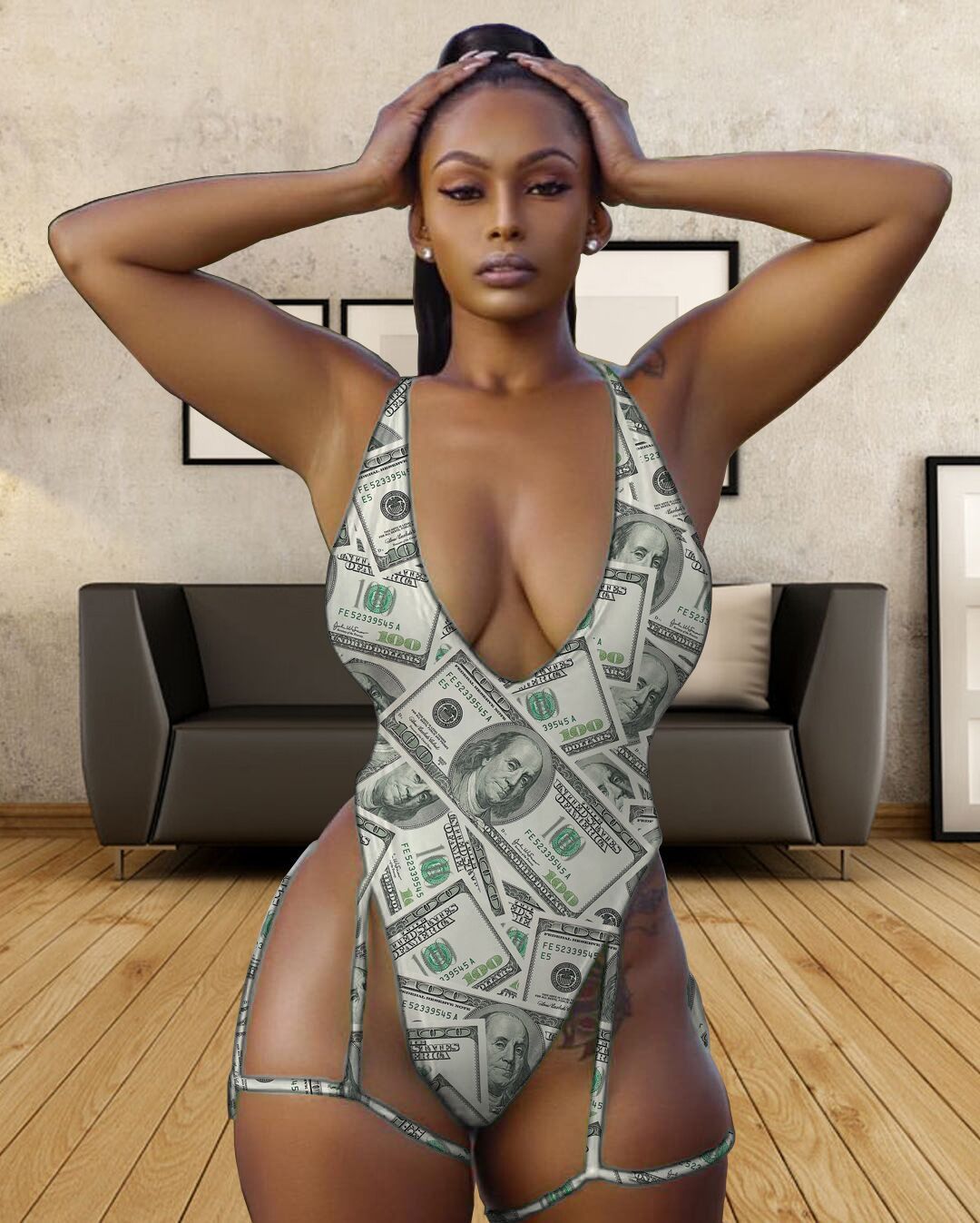 Deep V-Dollar Swimsuit