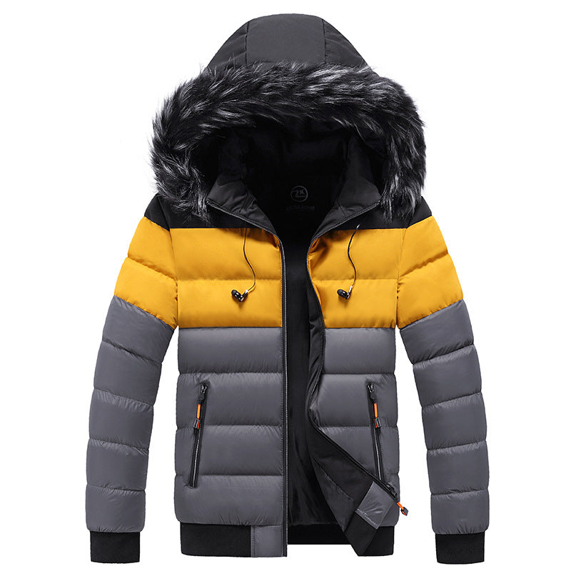 Hooded Jacket Men's Thick Warm Cotton Jacket ，