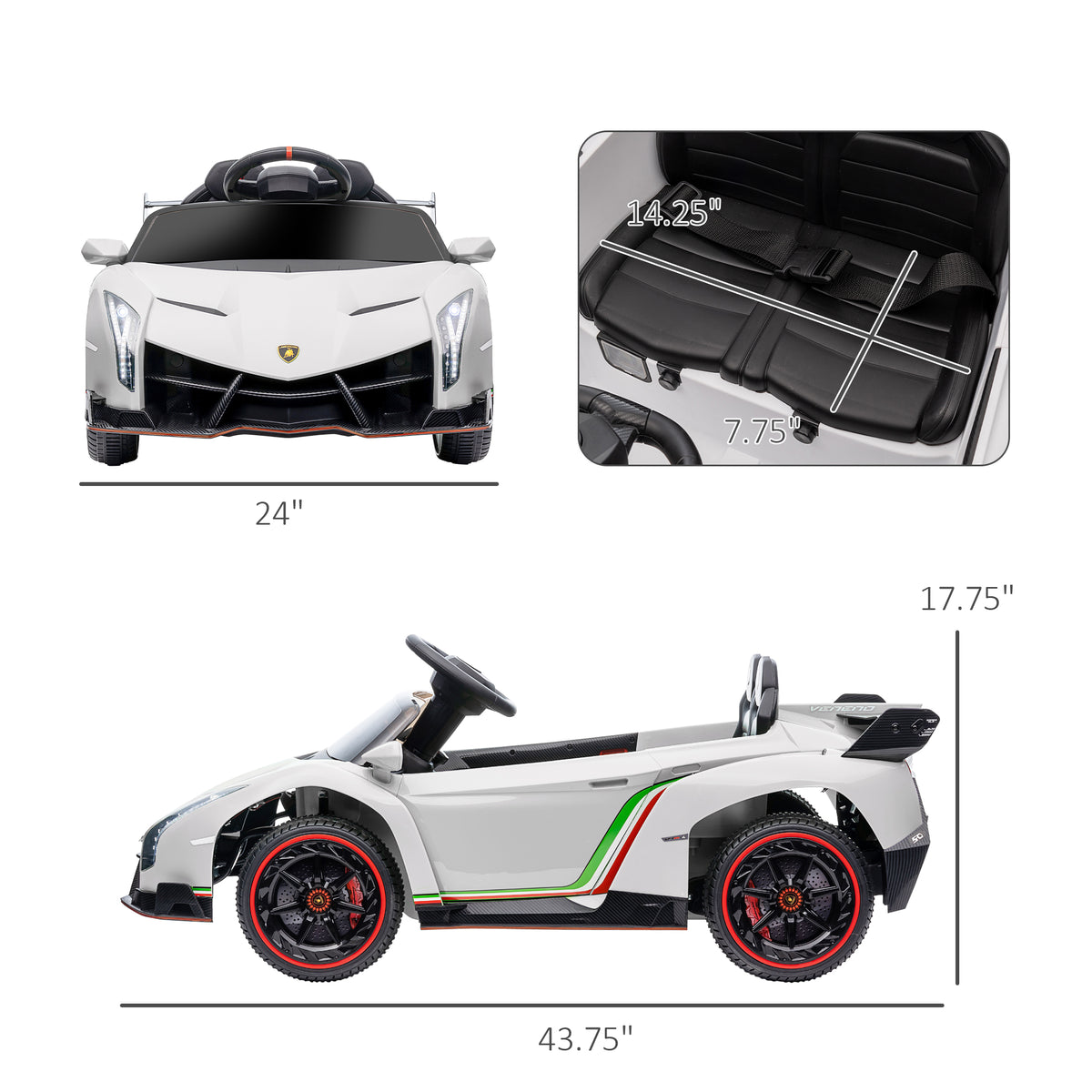 Lamborghini Veneno Licensed 12V Electric Kids Ride on Car with Bluetooth