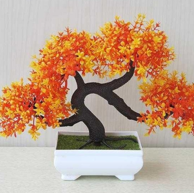 Plastic Bonsai with Fake Flowers
