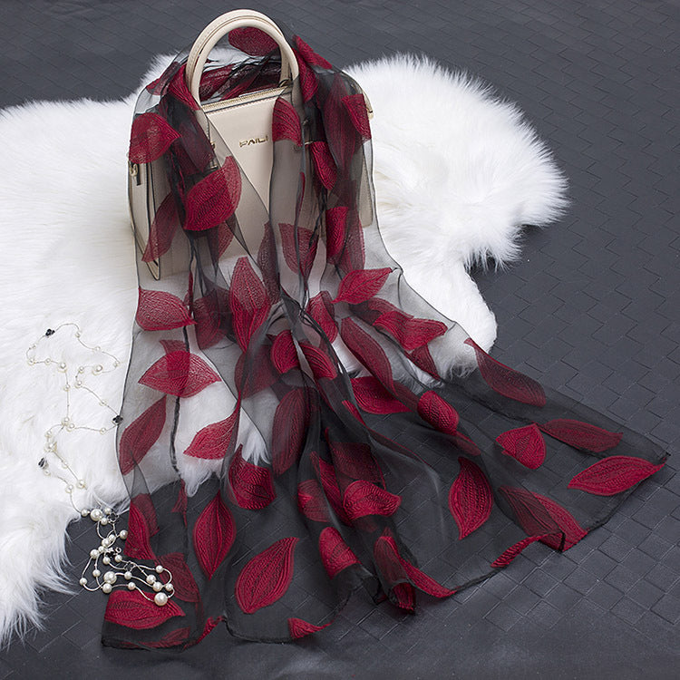 Cut Flowers Hollow Silk Scarf Simulation Silk Scarf