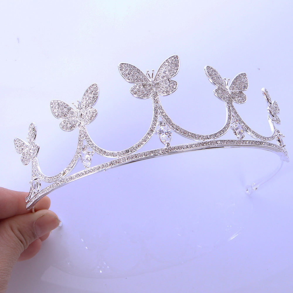 Butterfly Bride Zircon Alloy Crown Tiara Wedding Party Tiara