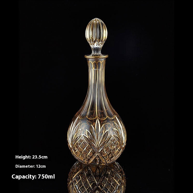 Luxury Gold Whiskey Shot Glass Wine Bottle Stainless Steel Rotating Cup Holder Gift Set Crystal Glass Wine Glass