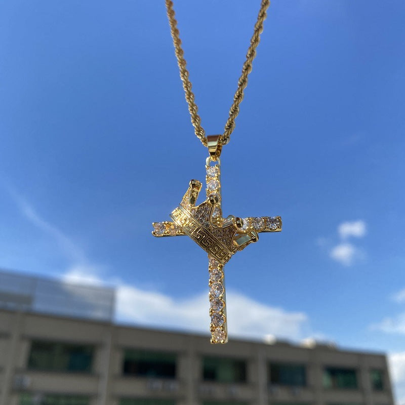 Hip Hop Crown Zircon Necklace