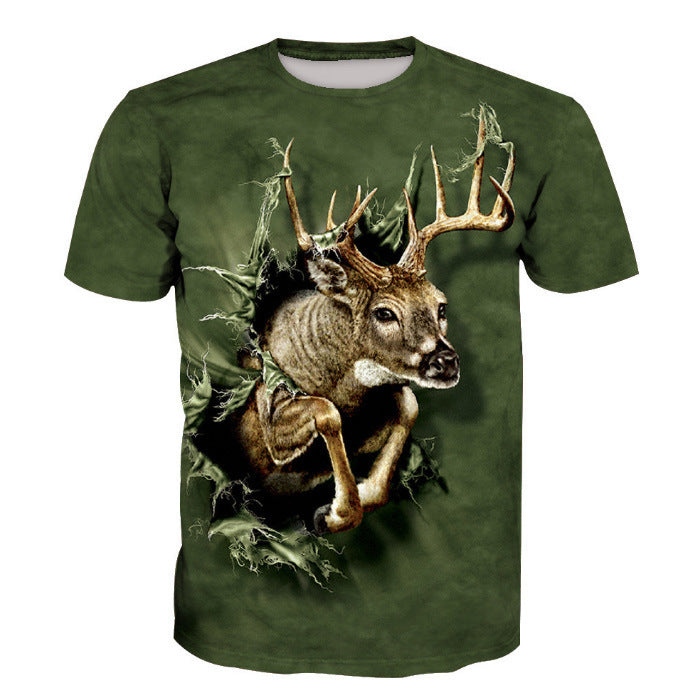Deer Digital Print Men's Short Sleeve T-Shirt