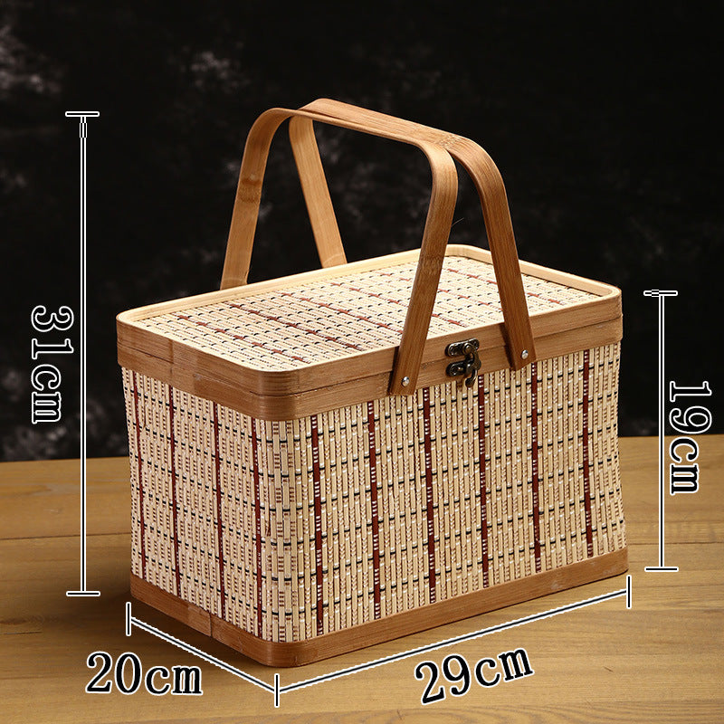 Bamboo Woven Retro Simple Shopping Basket