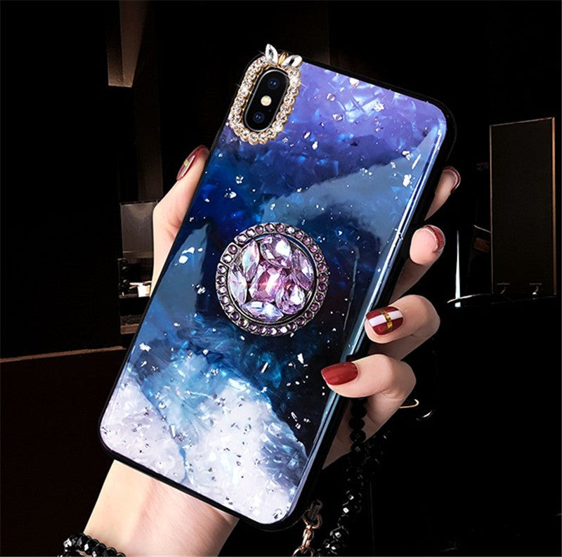 Colorful Shell Pattern Rhinestone Stand Phone Case