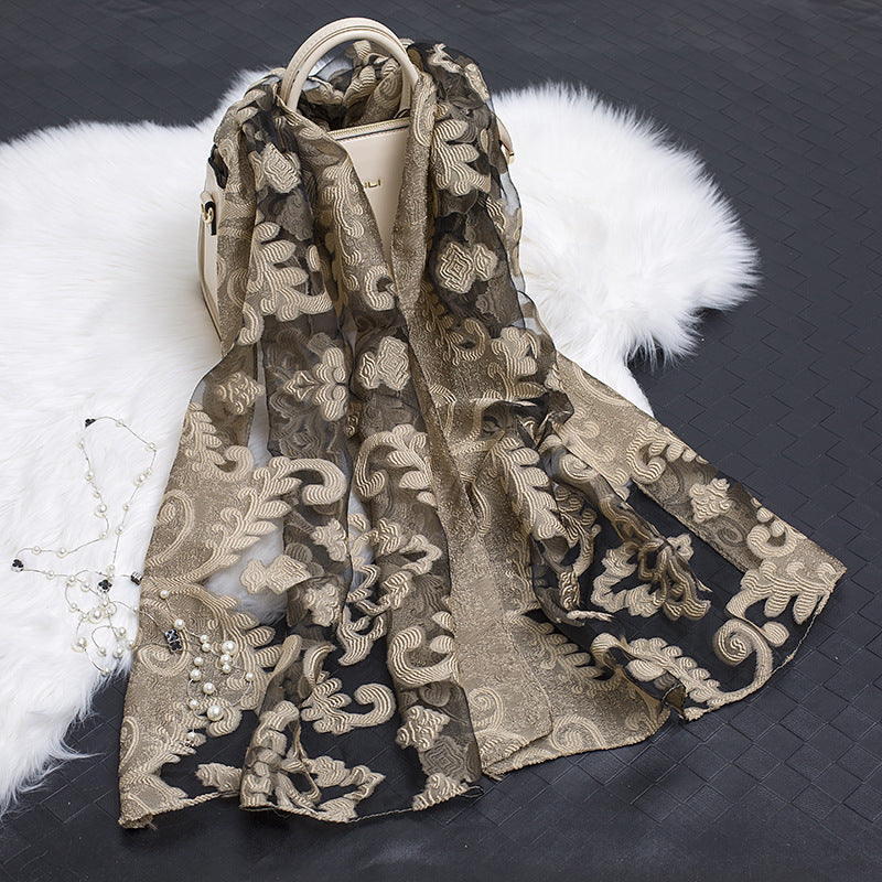 Cut Flowers Hollow Silk Scarf Simulation Silk Scarf