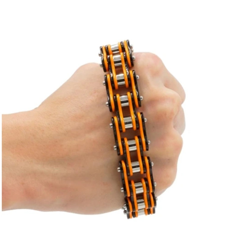 European and American Popular Orange Black Stainless Steel Bicycle Bracelet