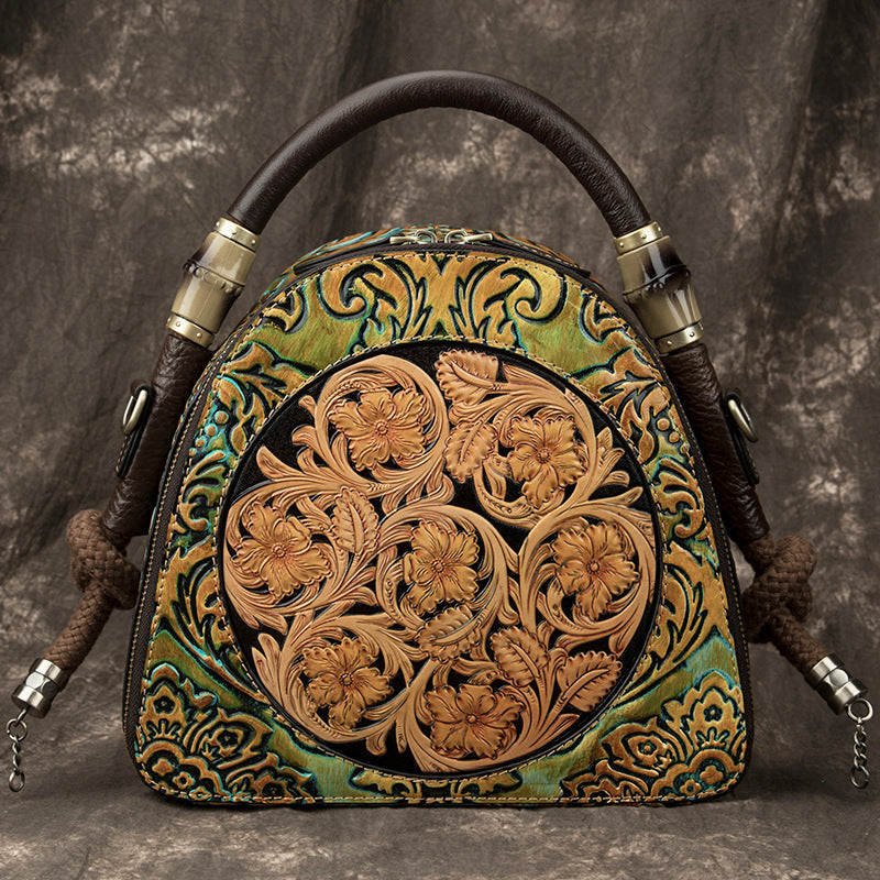 Large-Capacity Cowhide Handbag Leather Soft Leather European Beauty Bag Messenger Bag
