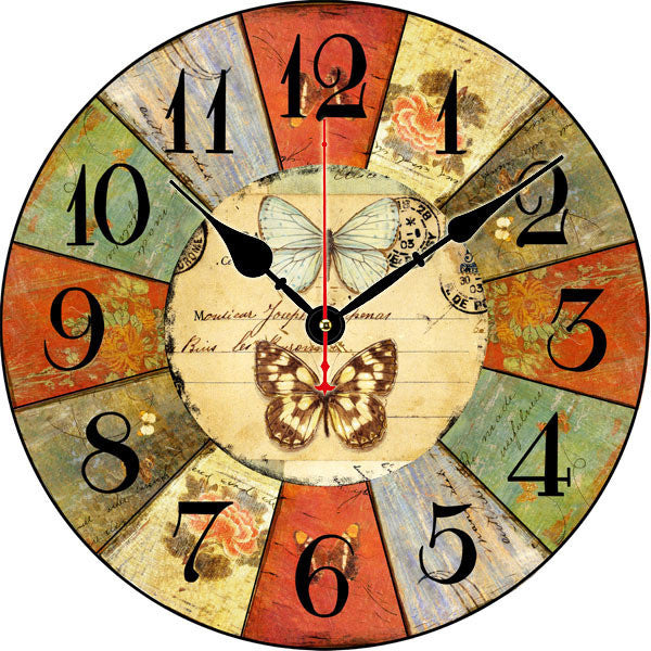 Retro Creative Wooden Wall Clock Alarm Clock