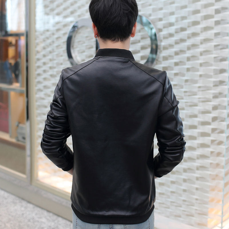New Men's Jacket Leisure Fashion Youth Slim PU Leather Men's Coat Men's Coat