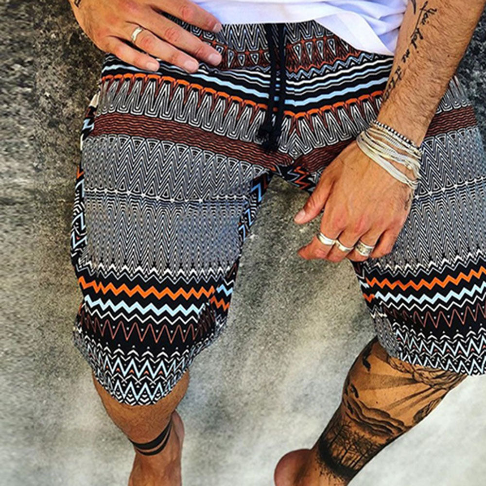 Retro Printed Summer Loose Casual Shorts Sports Five Point Pants Beach Pants