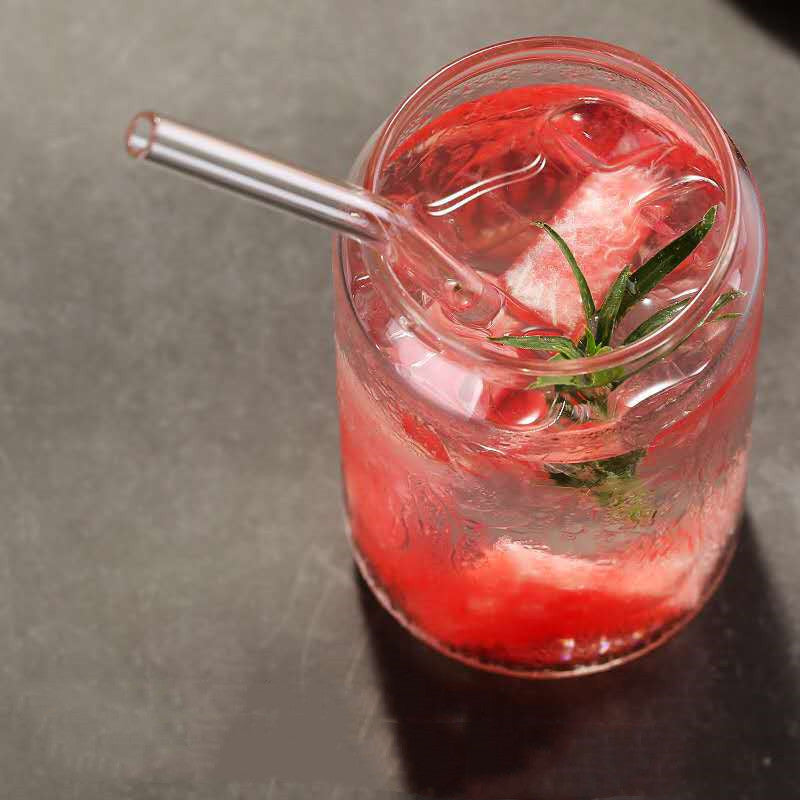 Creative Glass Cup Heat-Resistant Transparent Cola Cup Drink Milk Tea Juice Cup Lemon Soda Cup Personalized Drinking Cup