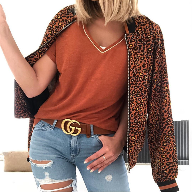 Cross-Border 10 Colors Hot Sale Autumn And Winter Fashion Printing Round Neck Zipper Long Sleeve Jacket Women Jacket