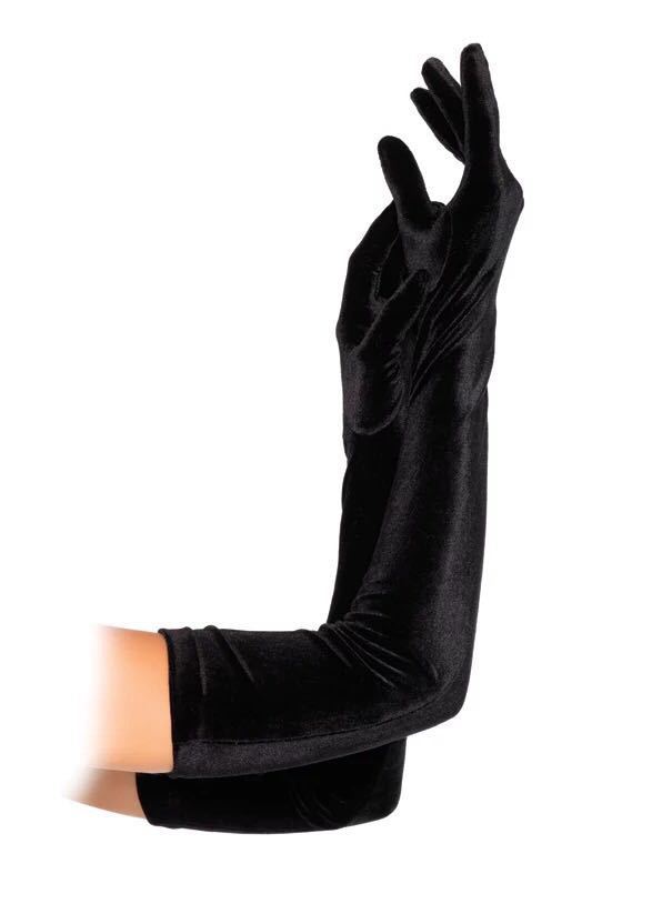 Black Velvet Long Warm Velvet Gloves