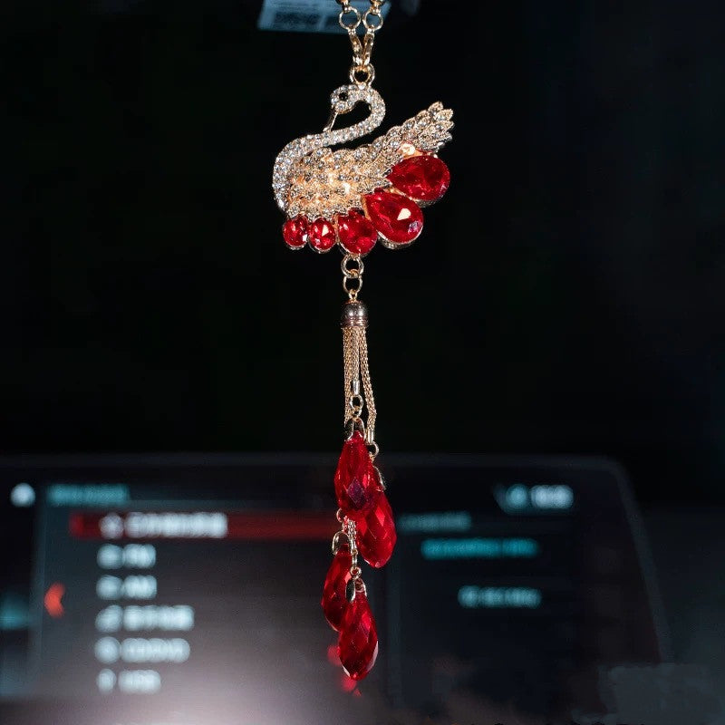 Car Pendant Double-Sided Crystal Swan King Pendant Creative Car Rearview Mirror Pendant